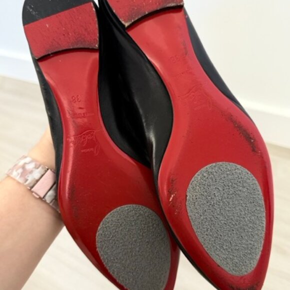 Christian Louboutin // Black Leather Mary Jane Flat - Womens 38 (US 7.5 or 8) - Picture 4 of 5